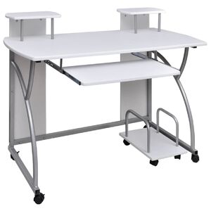 vidaXL datorgalds, balts, 110x52x88,5 cm, inženierijas koks