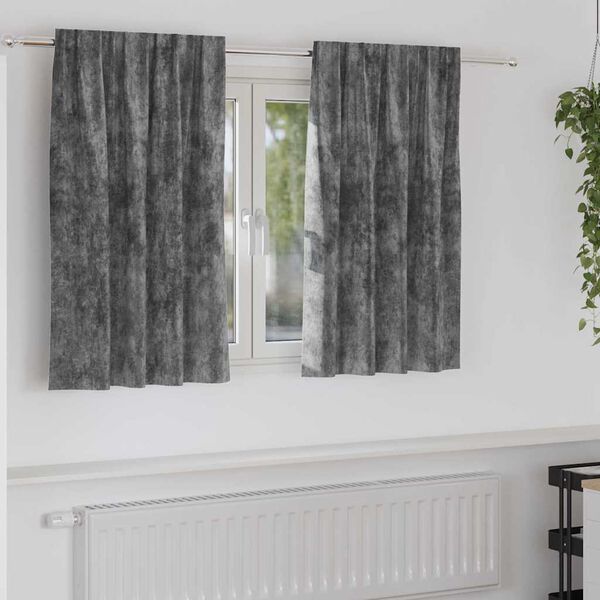 vidaXL Samta aizkari ar aizkariem 2 pcs Pelēka 140 x 140 cm Samts