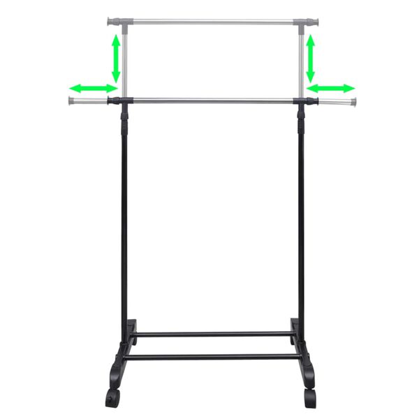 vidaXL drēbju pakaramie, 2 gab., 1 kāršanas marga, regulējami