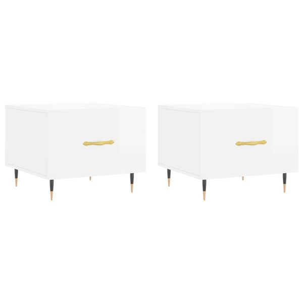 vidaXL kafijas galdiņi, 2 gab., balti, 50x50x40 cm, inženierijas koks