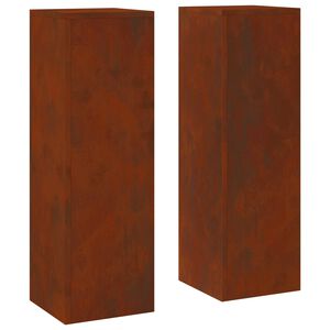 vidaXL Augu statīvs 2 pcs Rūsa 24 x 24 x 75 cm Novecināts tērauds
