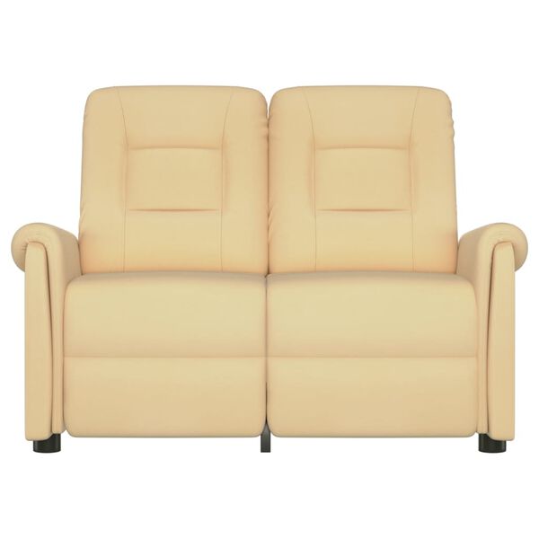 vidaXL divvietīgs masāžas krēsls, atgāžams, krēmkrāsas audums