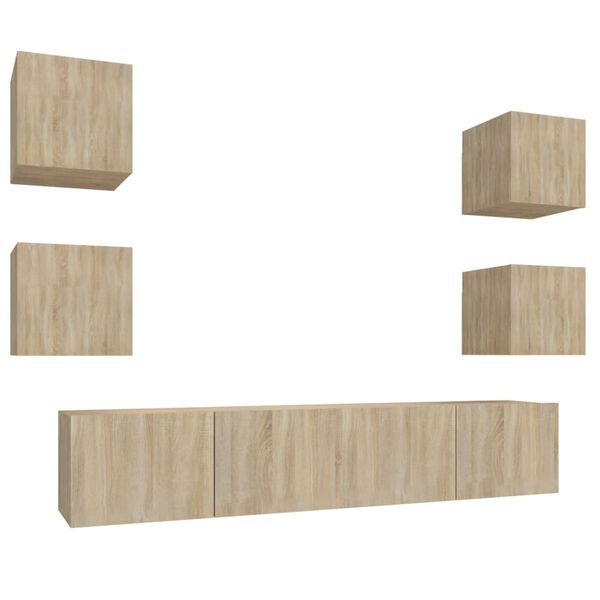 vidaXL 6-daļīgs TV skapī&scaron;u komplekts, ozola krāsa, inženierijas koks