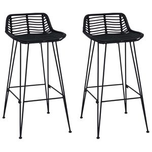 vidaXL Bāra krēsls 2 pcs Melns 44 x 46 x 91 cm Rattan un Tērauds