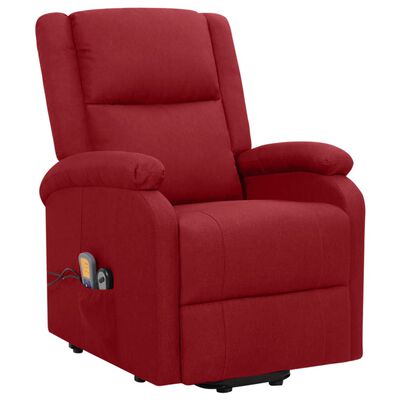 vidaXL masāžas krēsls, paceļams, vīnsarkans audums