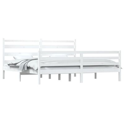 vidaXL gultas rāmis, priedes masīvkoks, 200x200 cm, balts