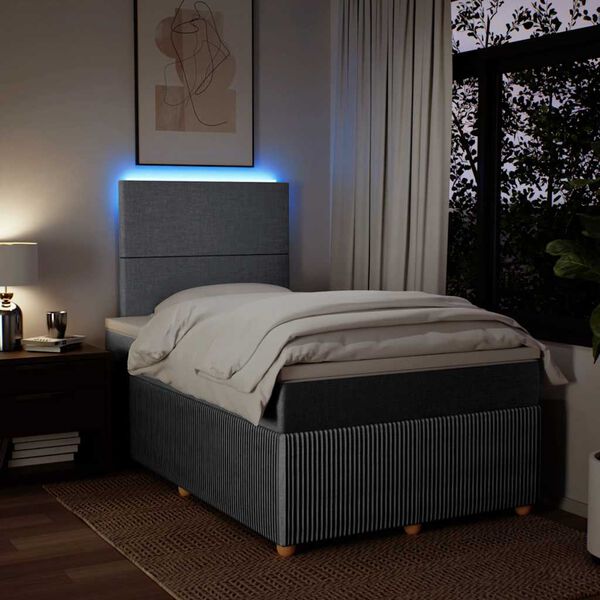 vidaXL atsperu gulta ar matraci, gai&scaron;i pelēka audums, 120x200cm