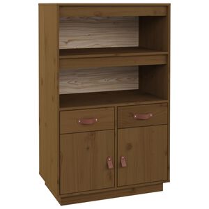 vidaXL augstais skapītis, brūns, 67x40x108,5 cm, priedes masīvkoks