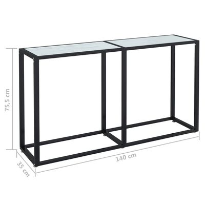 vidaXL konsoles galdiņš, marmora raksts, 140x35x75,5 cm, rūdīts stikls