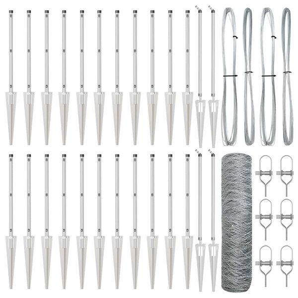 vidaXL Žoga āķis Sudraba 50 x 0,6 m (50 mm siets) Tērauds