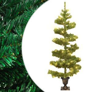 vidaXL mākslīgā Ziemassvētku egle podā, spirālveida, zaļa, 120 cm, PVC