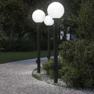 vidaXL stabveida gaismekļi ar sensoru un kontaktligzdu, 3 gab., 120 cm, melni, IP44