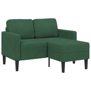 vidaXL 2-vietīgs dīvāns ar ku&scaron;eti L-veida tum&scaron;i zaļa 125 cm veļa