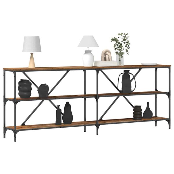vidaXL Konsoles galds Vecs koks 200 x 30 x 75 cm Inženierijas koks