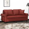 vidaXL divvietīgs dīvāns, spilveni, vīnsarkans, 140 cm, mākslīgā āda