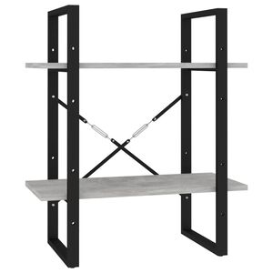 vidaXL 2-līmeņu grāmatu plaukts, pelēks, 60x30x70cm, inženierijas koks
