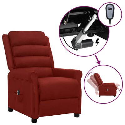vidaXL elektrisks atpūtas krēsls, atgāžams, vīnsarkana mākslīgā āda