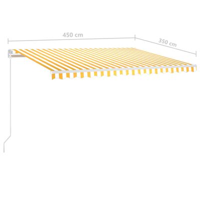 vidaXL izvelkama markīze ar LED, 450x350cm, manuāla, dzeltena un balta
