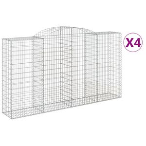 vidaXL arkveida gabiona grozi, 4 gb., 300x50x160/180cm, cinkota dzelzs