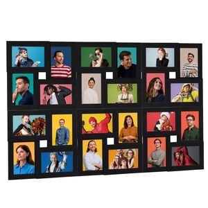 vidaXL kolāžas foto rāmis, 24x(10x15 cm) attēliem, melns MDF