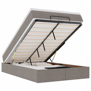 vidaXL Osmaņu gultas rāmis ar matrača pelēkbrūns 120x200cm audums