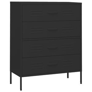 vidaXL skapītis ar atvilktnēm, 80x35x101,5 cm, tērauds, melns