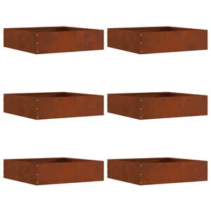 vidaXL Zāliena Apmale 6 pcs Rūsa 50 x 50 x 13 cm Novecināts tērauds