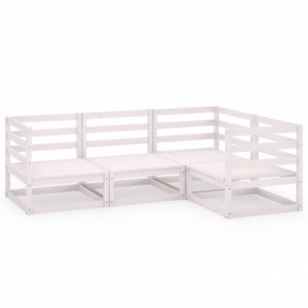 vidaXL 4-daļīgs dārza atpūtas mēbeļu komplekts, balts priedes koks