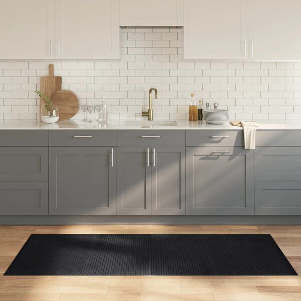 vidaXL paklājs, taisnstūra forma, melns, 80x200 cm, bambuss