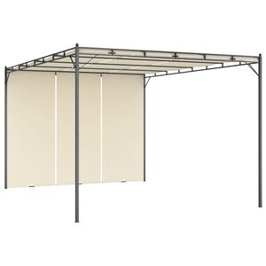 vidaXL dārza nojume ar sānu aizkariem, 4x3x2,25 m, krēmkrāsas