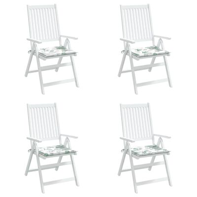 vidaXL dārza krēslu matrači, 4 gab., 50x50x3 cm, audums, lapu apdruka