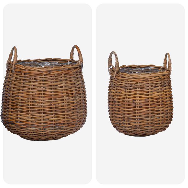 vidaXL Stādītāju grozs ar uzglabā&scaron;anu 2 pcs Brūna Lacak rattan