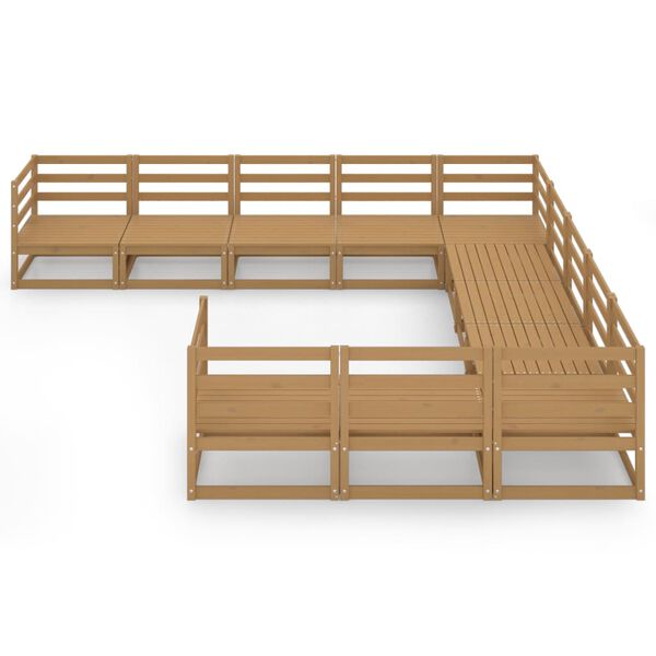 vidaXL 11-daļīgs dārza atpūtas mēbeļu komplekts, priedes masīvkoks