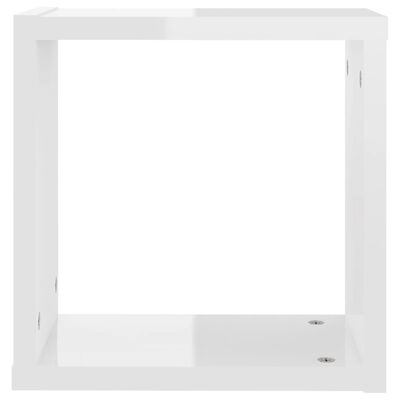 vidaXL kuba formas sienas plaukti, 4 gab., 30x15x30 cm, spīdīgi balti