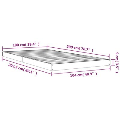 vidaXL gultas rāmis, 100x200 cm, priedes masīvkoks