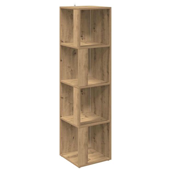 vidaXL stūra skapītis, koka krāsa, 33x33x132 cm, inženierijas koks