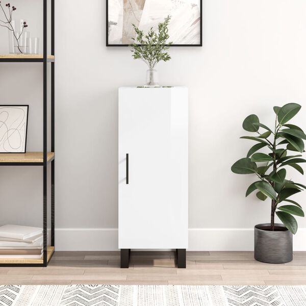 vidaXL kumode, spīdīgi balta, 34,5x34x90 cm, inženierijas koks