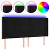 vidaXL gultas galvgalis ar LED, 183x16x118/128 cm, melns samts