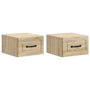 vidaXL Sienā stiprināms nakts skapis ar atvilktni 2 pcs Sonomas ozols