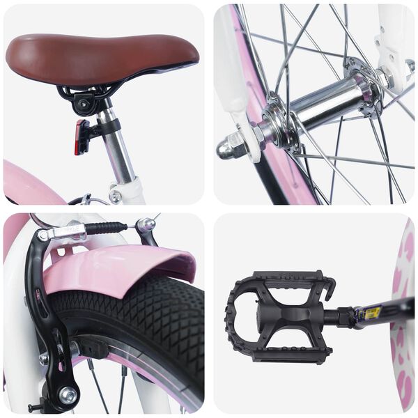 vidaXL Bērnu Velosipēds 18 Collas 5-7 gadiem Gai&scaron;i rozā