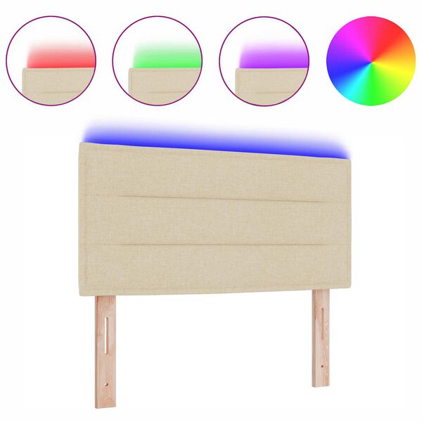 vidaXL LED gultas galva ar galvas klāju Krēmkrāsa 80 cm Poliesters