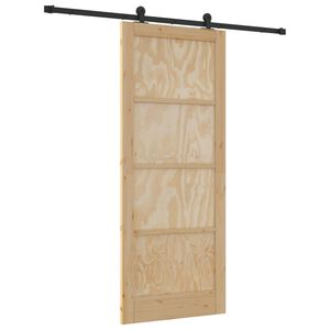 vidaXL Slīdo&scaron;ās durvis Dabiska un melna 86 x 211 cm Priedes masīvkoks