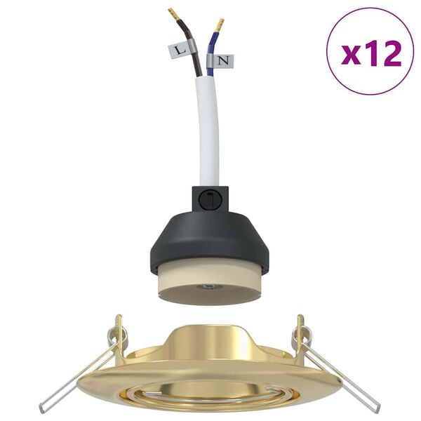 vidaXL Prožektors 12 pcs Zelts 9 x 9 x 2.5 cm Metāla