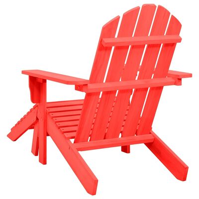 vidaXL dārza krēsls ar kāju balstu, egles masīvkoks, sarkans