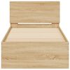 vidaXL gultas rāmis ar galvgali un LED, koka krāsa, 75x190 cm