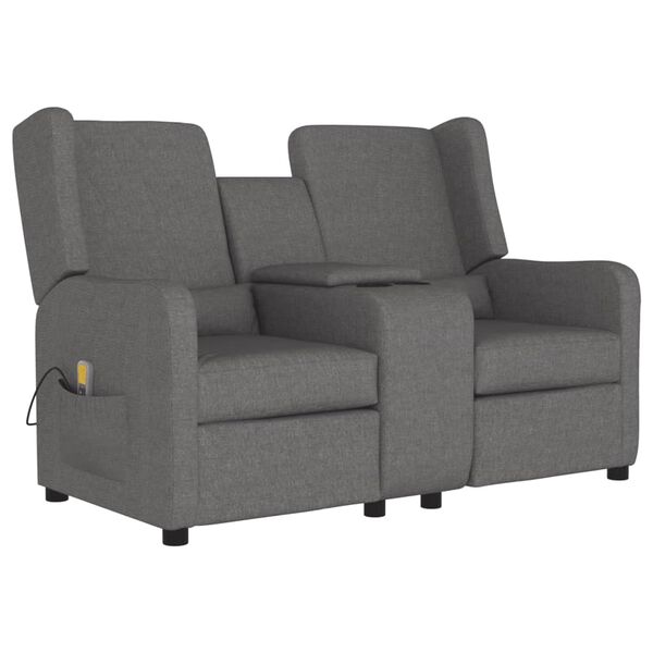 vidaXL divvietīgs masāžas krēsls ar glāžu turētāju, gai&scaron;i pelēks