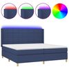 vidaXL atsperu gulta ar matraci, LED, zils audums, 200x200 cm