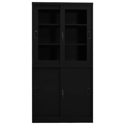 vidaXL biroja skapis ar bīdāmām durvīm, 90x40x180 cm, melns tērauds