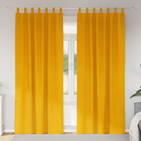 vidaXL Aptum&scaron;ojo&scaron;ie aizkari 2 pcs Sinapsu dzeltena 140 x 260 cm Samts