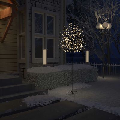 vidaXL Ziemassvētku koks, 220 LED, silti balta gaisma, ķirsis, 220 cm